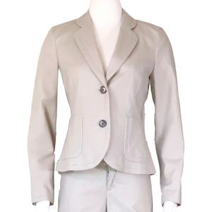 Casual stone colored tailored single breasted cotton blazer